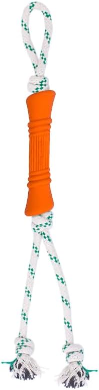 Green Sheep Natural Rubber Rope Dog Toy, Puppy Chew Toys for Teething, Tug of War Dog Rope with Recycle Cotton, Small to Large Dogs, Orange