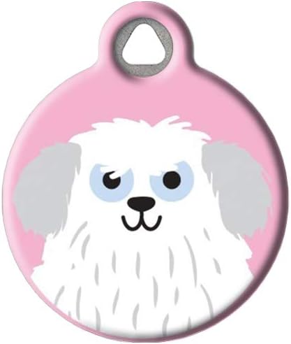 Dog Tag Art Sheepdog Girl Personalized Pet ID Tag for Dogs, Silent Polymer Coated Nametag with Customized Identification Information - Small .875" Diameter