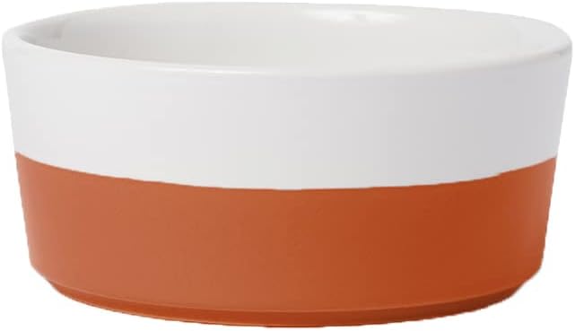 Waggo Dipper Ceramic Dog Bowl Heavyweight Durable Dog Food and Water Dish (Large, Teracotta)