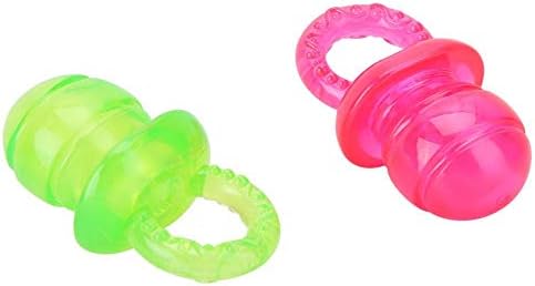 HEEPDD 2Pcs Dog Pacifier Chew Toys, Pet Puppy Molar Chewing Training Toys Bite Rubber Clean Teeth Tools for Pet Puppy Dogs Cats (Red Green)