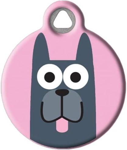 Dog Tag Art Great Dane Girl Personalized Pet ID Tag for Dogs, Silent Polymer Dog Tag with Customized Identification Information - Large 1.25" Diameter