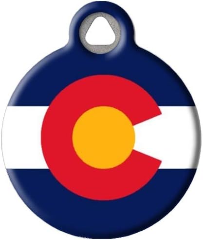Dog Tag Art Colorado Flag Personalized United States Flag Pet ID Tag for Dogs and Cats, Silent Polymer Coated Dog Tag with Customized Identification Information - Small .875" Diameter