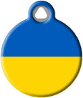 Dog Tag Art Ukrainian Flag Personalized Pet ID Tag for Dogs and Cats, Silent Flag of Ukraine Dog Tag with Customized Identification Information - Large 1.25" Diameter