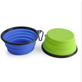 Collapsible Pet Bowl Set, Portable Silicone Travel Food Water Bowls with Carabiner Clip, Multi-Color, Space-Saving Design for Dogs Cats (Blue & Green)