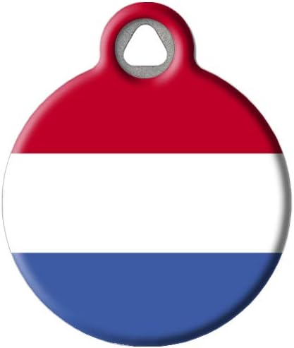 Dog Tag Art Netherlands Flag Personalized European Flags Pet ID Tag for Dogs and Cats, Silent Dutch Flag Dog Tag with Customized Identification Information - Small .875" Diameterr