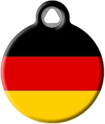 Dog Tag Art German Flag Personalized Pet ID Tag for Dogs and Cats, Silent Flag of Germany Dog Tag with Customized Identification Information Small .875" Diameter