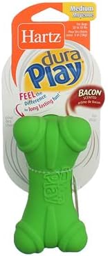 Hartz DuraPlay Dog Toy Bone, Medium, Assorted Colors, Bacon Scented (2 Pack) (Bundle)