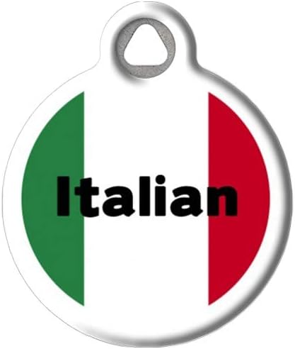 Dog Tag Art Italian Personalized Pet ID Tag for Dogs and Cats, Silent Polymer Coated Stainless Steel Nametag with Customized Idenification Information, Large 1.25" Diameter