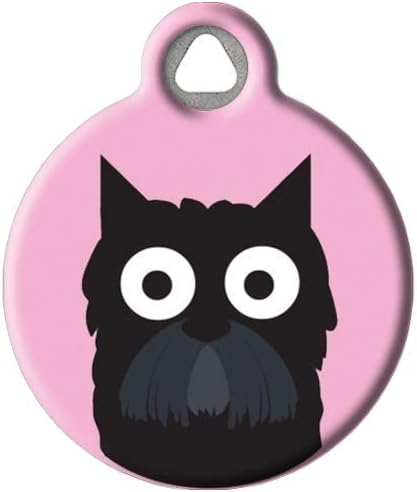 Dog Tag Art Scottish Terrier Girl Personalized Pet ID Tag for Dogs, Silent Polymer Coated Scottie Nametag with Customized Identification Information - Large 1.25" Diameter