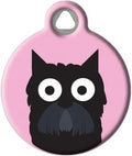 Dog Tag Art Scottish Terrier Girl Personalized Pet ID Tag for Dogs, Silent Polymer Coated Scottie Nametag with Customized Identification Information - Large 1.25" Diameter