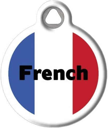Dog Tag Art Personalized European Flags Pet ID Tags for Dogs and Cats, French Flag Color, Large