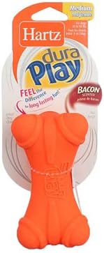Hartz DuraPlay Dog Toy Bone, Medium, Assorted Colors, Bacon Scented (2 Pack) (Bundle)