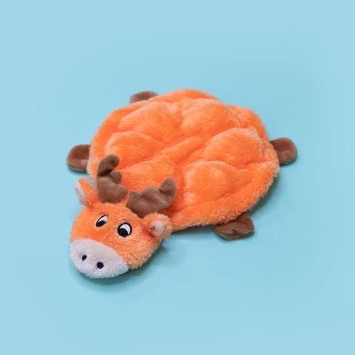 ZippyPaws Squeakie Crawler- No Stuffing Dog Toy to Keep Them Busy, for Small, Medium, & Large Dogs, Squeaky Pet Toy for Boredom, Unstuffed Chew Toy, Soft Plush Puppy Products, Moody The Moose- 12"