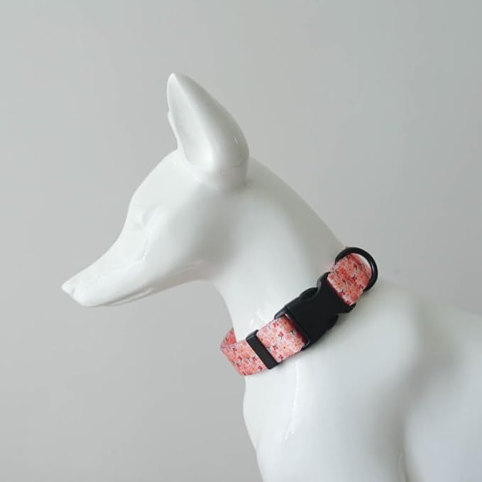 Dog Collars for Medium Dogs Girl - Safety Buckle Durable Light-Weight, Medium Dogs Collar for Dog Collar Pink Flower Patterns Soft Adjustable (Pink, L)