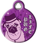 Dog Tag Art Pug Life Personalized Pet ID Tag for Dogs, Silent Polymer Coated Stainless Steel Nametag - Large 1.25" Diameter