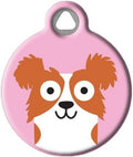 Dog Tag Art Papillion Girl Personalized Pet ID Tag for Dogs, Silent Polymer Coated Nametag with Customized Identification Information - Small .875" Diameter