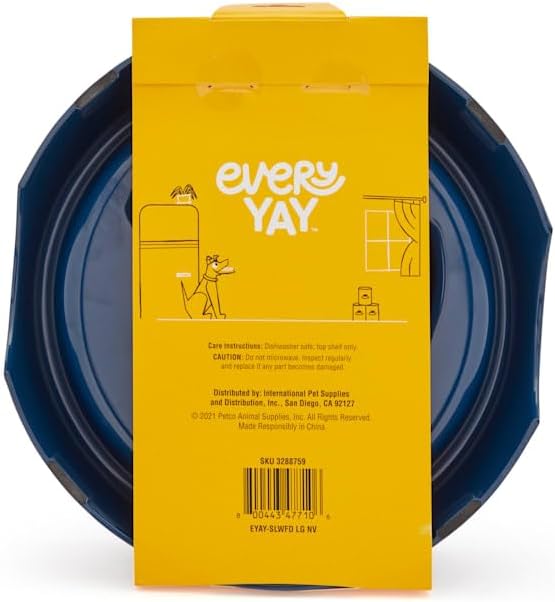 EveryYay by Petco Take it Slow Navy Plastic Slow Feeder Dog Bowl Large
