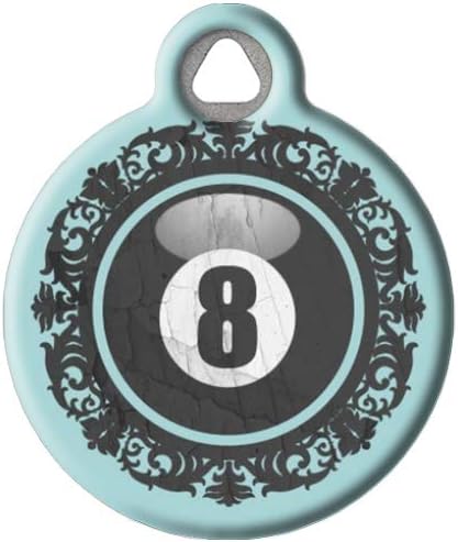 Dog Tag Art Vintage-Retro ’60s Mod Custom Pet ID Tag for Dogs and Cats, Personalized Dog Tag with Customized Identification Info, Victorian 8 Ball, Large (1.25" Diameter)
