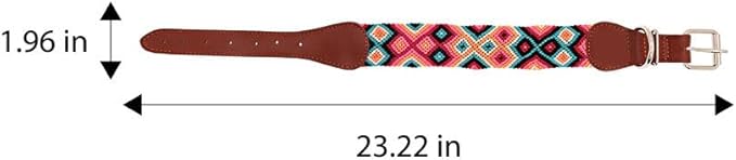 Eternia Premium Leather Dog Collar - Adjustable Handcrafted Collar for Small to Large Dogs (Pink/Orange, L)