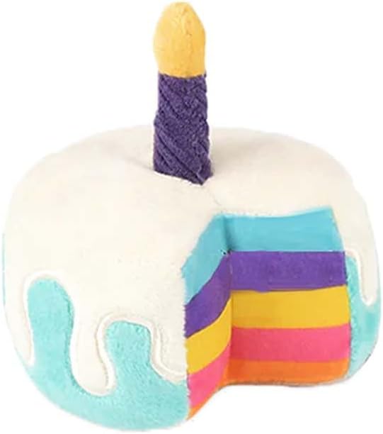 P.L.A.Y. Cute Plush Dog Toys - Birthday Party Celebration Themed Durable Squeaker Chew Toy, for Puppies & Small, Medium, Large Dogs - Machine Washable, Recycled Material (Bone-appetite Cake, X-Small)
