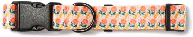 Dog Collars for Large Dogs - Safety Buckle Durable Light-Weight Buckle, Girl Boy Dogs Collar for Big Dog Collar with Flower Patterns - Soft Adjustable Sturdy Nylon (Orange Flower, L)