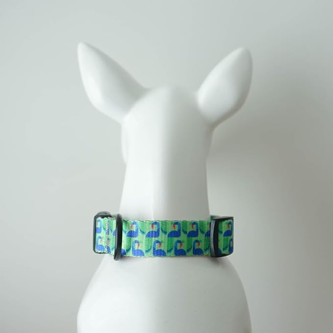 Dog Collars for Small Dogs - Safety Buckle Durable Plastic Light-Weight, Boy Girl Dogs Collar for Small Dog Collar with Cute Patterns Soft Adjustable (Green&Pink, XS)