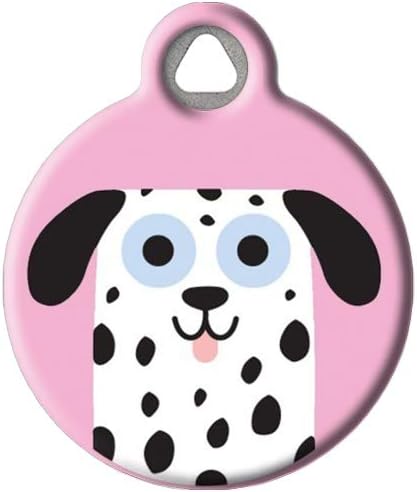 Dog Tag Art Dalmatian Girl Personalized Pet ID Tag for Dogs, Silent Polymer Coated Dog Tag with Customized Identification Information - Large 1.25" Diameter