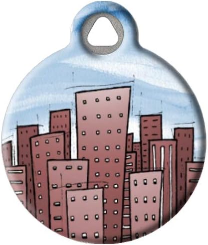 Dog Tag Art Personalized United States Flags Pet ID Tags for Dogs and Cats, Cityscape, Large
