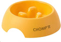 CHOMP'R Slow Feeder Dog Bowl for Small Breeds, Food Grade Interactive Puzzle, Non Slip Bowl to Slow Down Eating, Anti-Choking Mini Maze for Small Dogs Cats Puppies, Yellow