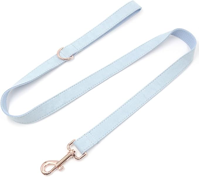 PETDURO Personalized Dog Collar Light Blue Soft Velvet for Large Medium Small Boy Girl Dogs - Custom Collar with Name Phone Engraved on Rose Gold Metal Buckle - Add Leash Bow Set via Customize Now