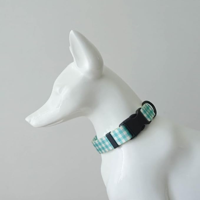 Dog Collars for Medium Dogs - Safety Buckle Durable Plastic Light-Weight, Girl Boy Dogs Collar for Medium Dog Collar with Plaid Patterns Soft Adjustable (Green Plaid, M)
