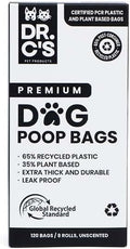 Certified 65% PCR (Post Consumer Recycled) Plastic and 35% Plant Based, ONE OF A KIND, Dog Poop Bags - 120 Bags / 8 Rolls, NO NEW PLASTICS USED, Unscented, Earth Friendly, USA Owned