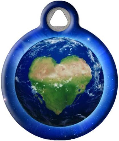 Dog Tag Art Nature and Outdoors Custom Pet ID Tag for Dogs and Cats, Personalized Dog Tag with Customized Identification, Love The Earth, Large (1.25" Diameter)