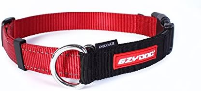 EzyDog Checkmate Martingale Collar for Dogs – Premium Nylon Training Dog Collar for Easy Control with no Choking (Large, Red)