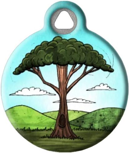 Dog Tag Art Nature and Outdoors Custom Pet ID Tag for Dogs and Cats, Personalized Dog Tag with Customized Identification, Tall Tree, Large (1.25" Diameter)