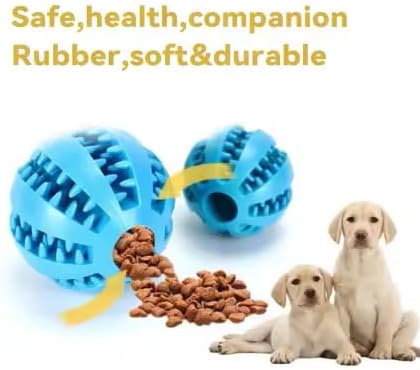 PAW-FECT Piece Dog Treat Dispenser Toy Ball, Soft and Durable Natural Rubber Teeth Cleaning Interactive Dog Toy Dogs, Pack of 2 (1 Red/1 Green) 2.8" Perfect Sized