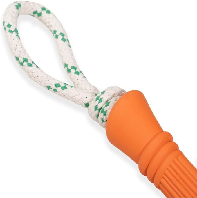 Green Sheep Natural Rubber Rope Dog Toy, Puppy Chew Toys for Teething, Tug of War Dog Rope with Recycle Cotton, Small to Large Dogs, Orange