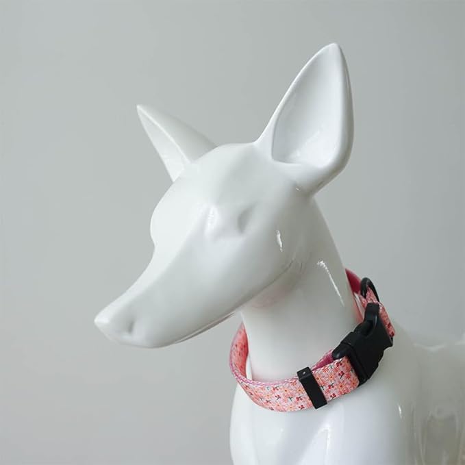 Dog Collars for Medium Dogs Girl - Safety Buckle Durable Light-Weight, Medium Dogs Collar for Dog Collar Pink Flower Patterns Soft Adjustable (Pink, L)