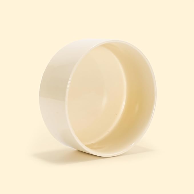 SPUNKYJUNKY 42OZ Ceramic Dog and Cat Bowl, Modern Cute Weighted Food Water Bowl for Replacement Beige (1 Pack)
