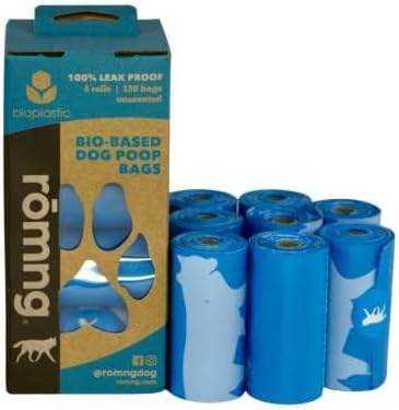 Bio-Based Dog Poop Bags, Unscented, Leak-Proof, Cornstarch Blend, 16 Rolls, 240 Bags, Blue
