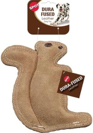 SPOT Dura-Fused Leather Squirrel Dog Toy 6.5" Long x 8" High - Pack of 3