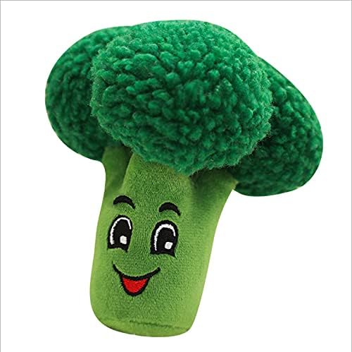 Glow Pups Dog Toys, 2 Pack Plush Puppy Toys with Squeaker, Durable Carrot and Broccoli Food Shaped Dog Toys for Medium Dogs, Promotes Mental Stimulation, Relieves Stress - Peach