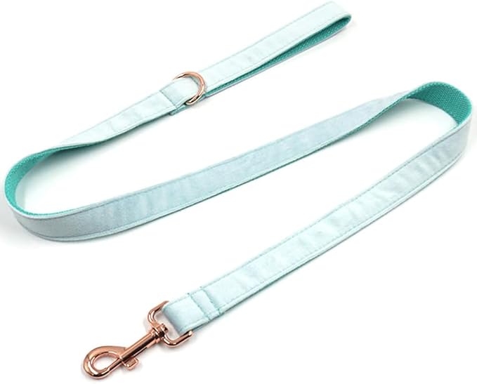 PETDURO Custom Dog Collar Personalized with Name Engraved Quick Release Rose Gold Metal Buckle for Large Medium Small Girl Dogs - Dog Leash and Bow Tie Available - Soft Comfy Velvet (Mint Blue, XL)