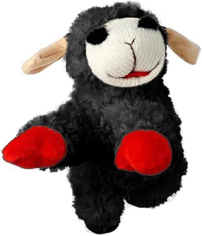 Multipet Lamb Chop | Lamb Chop Dog Toy | Small Dog Toy Lamb Chop Squeaker Toy | Officially Licensed (Black, 10")