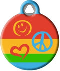 Dog Tag Art Peace Pup Lupine Pattern Personalized Pet ID Tag for Dogs and Cats, Silent Polymer Coated Stainless Steel Nametag with Customized Identification Information, Small .875" Diameter