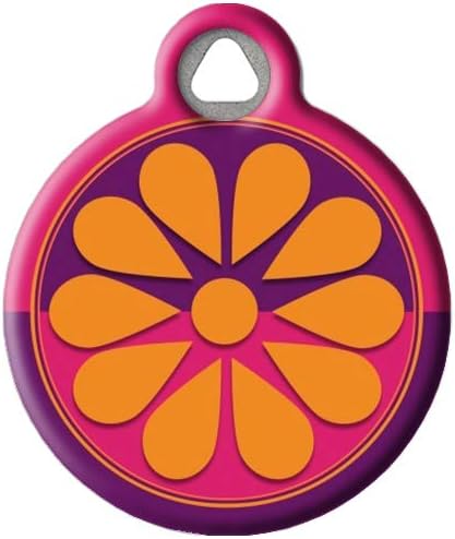 Dog Tag Art Flower Box Lupine Pattern Personalized Pet ID Tag for Dogs and Cats, Silent Polymer Coated Stainless Steel Nametag with Customized Identification Information, Large 1.25" Diameter