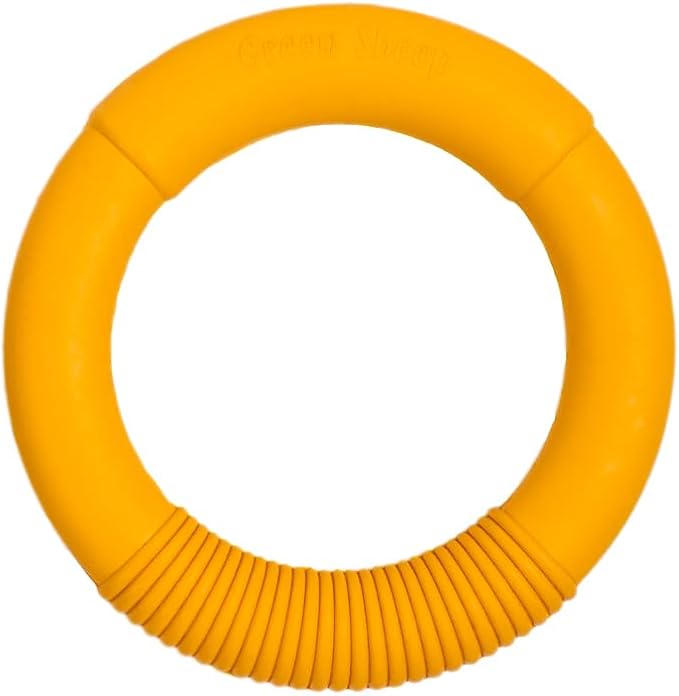 Green Sheep Natural Rubber Dog Chew Toy, Indestructible Dog Toys for Aggressive Chewers, Tough Chew Toys for Small to Large Dogs, Medium Yellow Ring for Medium Dogs