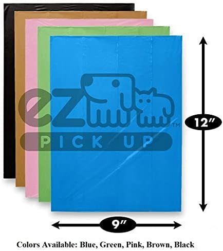 EZ 1000 Pet Waste Bags Disposal, with Dispenser, Dog Poop Pick Up Bag, Black Color, Large Size 9"x12"