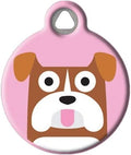 Dog Tag Art Bulldog Girl Personalized Pet ID Tag for Dogs, Silent Polymer Dog Tag with Customized Identification Information - Small .875" Diameter