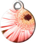 Dog Tag Art Cute Flower Custom Pet ID Tag for Dogs and Cats, Personalized Dog Tag with Customized Identification Information, Pink Daisy, Large (1.25" Diameter)